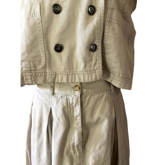 Susan Bristol Vintage Set of Button Down Vest & Skirt | Cream | Size 14 P - Picture 3 of 14
